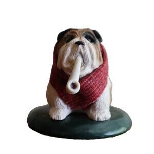 Vtg Byers Choice Carolers 1998 Bulldog English Bull Dog Professor Pipe Scarf 3"